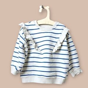 [KID] ZARA Toddler Sweater 9-12M Stripe Ruffle Pullover